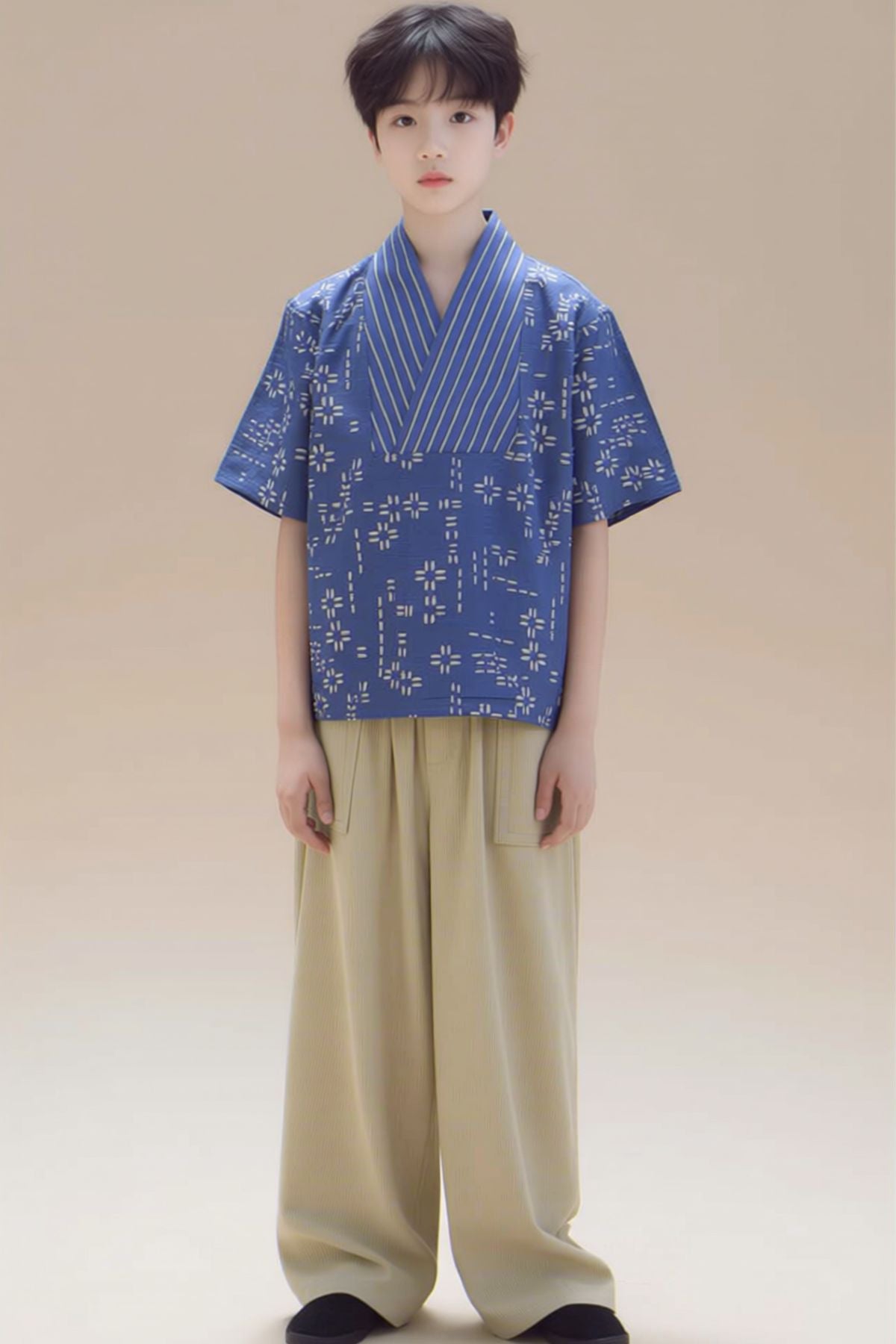 Biru Kemeja Anak Laki-Laki Batik
