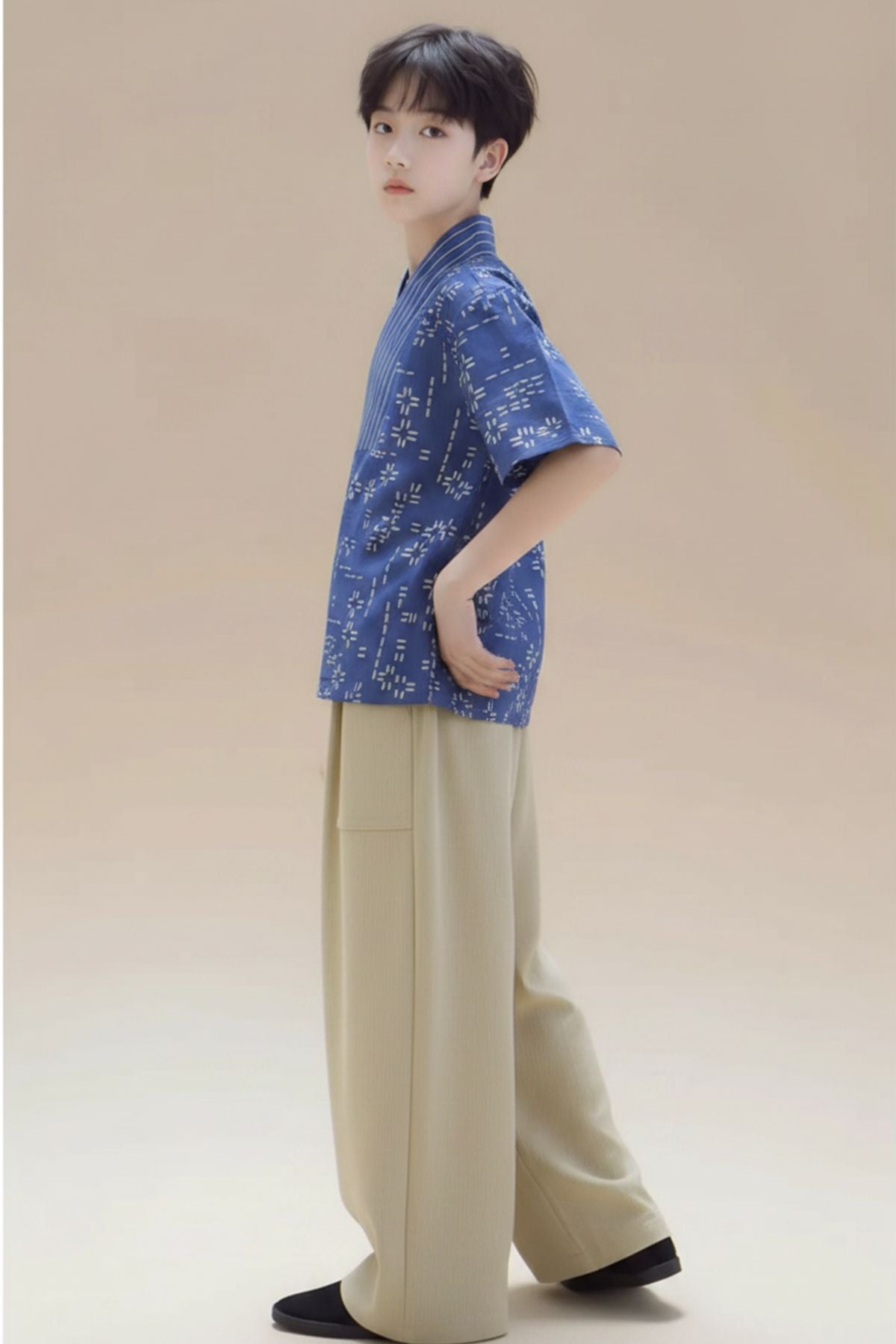 Biru Kemeja Anak Laki-Laki Batik